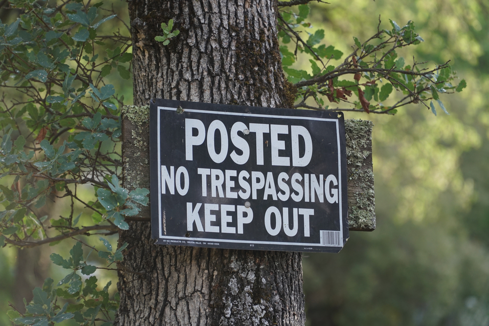 No trespassing sign in Texas